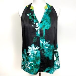 Tahari floral watercolor print blouse